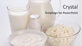  Presentation with different vegan milk almond milk - Beautiful PPT theme featuring products cheese cream milk yoghurt backdrop and a sky blue colored foreground