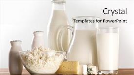  Presentation with white milk - Beautiful slide deck featuring products cheese cream milk yoghurt backdrop and a sky blue colored foreground