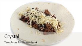  Presentation with breakfast burrito - Presentation theme enhanced with products for burrito background and a soft green colored foreground