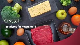  Presentation with oil products - Cool new slides with products for diet meat apple backdrop and a dark gray colored foreground