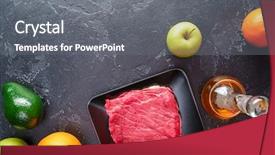  Presentation with oil products - Slide deck consisting of products for diet meat apple background and a gray colored foreground