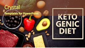  Presentation with ketogenic diet - Slides enhanced with products for diet on black background and a tawny brown colored foreground