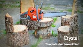  Presentation with chainsaw - Slides consisting of products garden table and chair background and a gray colored foreground