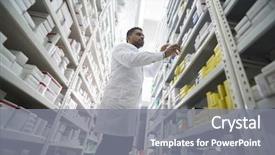  Presentation with chemist - Audience pleasing presentation theme consisting of products in shelves at pharmacy backdrop and a gray colored foreground