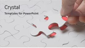  Presentation with puzzle - PPT theme with products jigsaw - completing white puzzle background and a light gray colored foreground