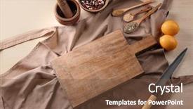  Presentation with apron - Presentation theme having products on apron cooking class background and a  colored foreground