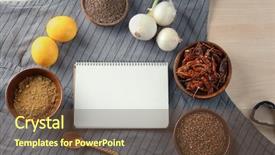  Presentation with apron - Amazing presentation theme having products on apron cooking class backdrop and a  colored foreground