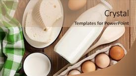  Presentation with milk dairy products - Colorful theme enhanced with products on wooden table milk backdrop and a coral colored foreground