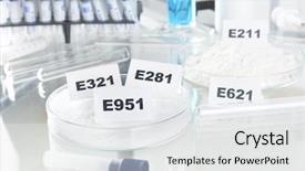  Presentation with pharmaceuticals - PPT theme consisting of products such as food background and a white colored foreground