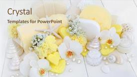  Presentation with sponges - Amazing PPT theme having flowers ex foliating salt heart backdrop and a lemonade colored foreground