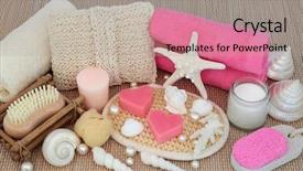  Presentation with beauty products - Colorful PPT layouts enhanced with products with shells and pearl backdrop and a  colored foreground