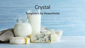  Presentation with dairy products - Presentation design having produit laitier - different dairy products on wooden background and a light blue colored foreground