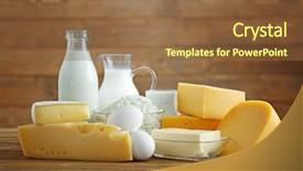  Presentation with dairy products - PPT layouts consisting of produit laitier - different dairy products on wooden background and a tawny brown colored foreground
