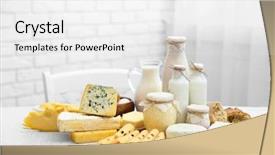  Presentation with dairy products - PPT theme featuring produit laitier - set of fresh dairy products background and a white colored foreground