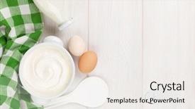  Presentation with cream - PPT theme with produit laitier - sour cream in a bowl background and a sky blue colored foreground