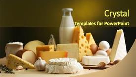  Presentation with dairy products - PPT theme enhanced with produit laitier - tasty dairy products on wooden background and a  colored foreground