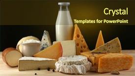  Presentation with dairy products - Amazing PPT theme having produit laitier - tasty dairy products on wooden backdrop and a  colored foreground
