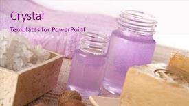  Presentation with oil products - PPT theme featuring prodution - spa cosmetics series cosmetics products background and a  colored foreground