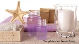  Presentation with oil products - Colorful theme enhanced with prodution - spa cosmetics series cosmetics products backdrop and a  colored foreground