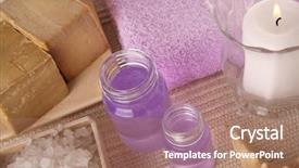  Presentation with oil products - PPT theme having prodution - spa cosmetics series cosmetics products background and a  colored foreground