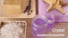  Presentation with oil products - Theme featuring prodution - spa cosmetics series cosmetics products background and a  colored foreground