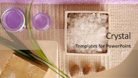  Presentation with oil products - Slide deck featuring prodution - spa cosmetics series cosmetics products background and a  colored foreground