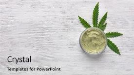  Presentation with lotion - Audience pleasing PPT theme consisting of produtos - jar of hemp lotion backdrop and a light gray colored foreground