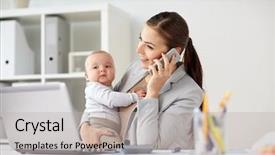  Presentation with motherhood - PPT theme consisting of profesiona - business motherhood multi-tasking family background and a light gray colored foreground