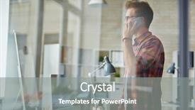  Presentation with phone - Theme featuring profesiona - businessman in casualwear talking background and a  colored foreground