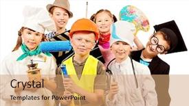  Presentation with children - Beautiful slide set featuring profesiona - group of children dressed backdrop and a coral colored foreground