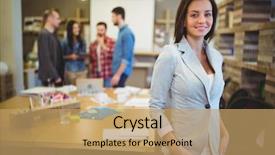  Presentation with confident - Presentation featuring profesiona - portrait of confident young businesswoman background and a  colored foreground