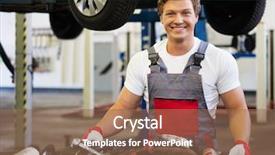  Presentation with mechanic tools - Audience pleasing presentation design consisting of profesiona - young mechanic with tools backdrop and a violet colored foreground