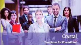  Presentation with young business people - Slide deck consisting of profesional - young multi ethnic business people background and a violet colored foreground