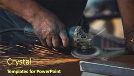  Presentation with fabric - Slide deck enhanced with profesional-fabric-worker-cutting-metal background and a tawny brown colored foreground