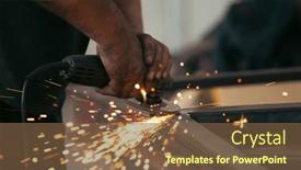  Presentation with fabric - Presentation enhanced with profesional-fabric-worker-cutting-metal background and a tawny brown colored foreground