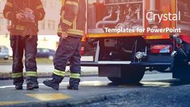  Presentation with fire fighting - Theme with profesional-fire-truck-with-fire background and a red colored foreground