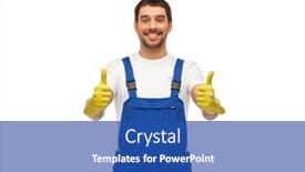  Presentation with cleaning service - Cool new slides with profession-cleaning-service-and-building backdrop and a ocean colored foreground