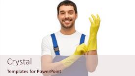  Presentation with cleaning service - Audience pleasing slides consisting of profession-cleaning-service-and-gear backdrop and a lemonade colored foreground