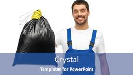  Presentation with cleaning service - PPT theme with profession-cleaning-service-and-people background and a ocean colored foreground