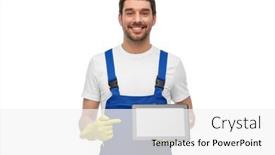  Presentation with cleaning service - Slides having profession-cleaning-service-and-people background and a white colored foreground