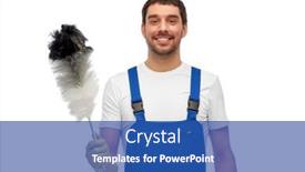  Presentation with cleaning service - Cool new presentation with profession-cleaning-service-and-people backdrop and a ocean colored foreground
