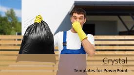  Presentation with cleaning service - Colorful PPT theme enhanced with profession-cleaning-service-and-people backdrop and a coral colored foreground