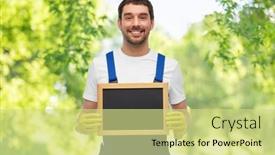  Presentation with cleaning service - Amazing theme having profession-cleaning-service-and-people backdrop and a soft green colored foreground