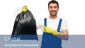  Presentation with cleaning service - PPT theme having profession-cleaning-service-and-people background and a ocean colored foreground