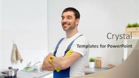  Presentation with home cleaning service - PPT layouts enhanced with profession-cleaning-service-and-plumbing background and a lemonade colored foreground