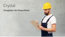  Presentation with concrete construction - Slide set with profession-construction-and-building-concept background and a light gray colored foreground