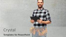  Presentation with concrete construction - PPT theme consisting of profession-construction-and-building-concept background and a light gray colored foreground