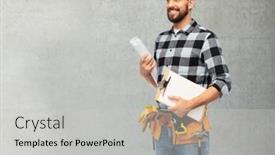  Presentation with concrete construction - Cool new PPT layouts with profession-construction-and-building-concept backdrop and a light gray colored foreground