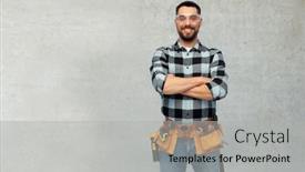  Presentation with concrete construction - PPT theme featuring profession-construction-and-building-concept background and a light gray colored foreground