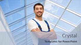  Presentation with building construction - Audience pleasing PPT theme consisting of profession-construction-and-building-concept backdrop and a light blue colored foreground